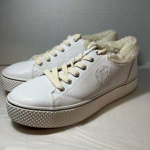 Tommy Hilfiger "Saveri" White Crest Logo Faux Fur Sneaker Size 8